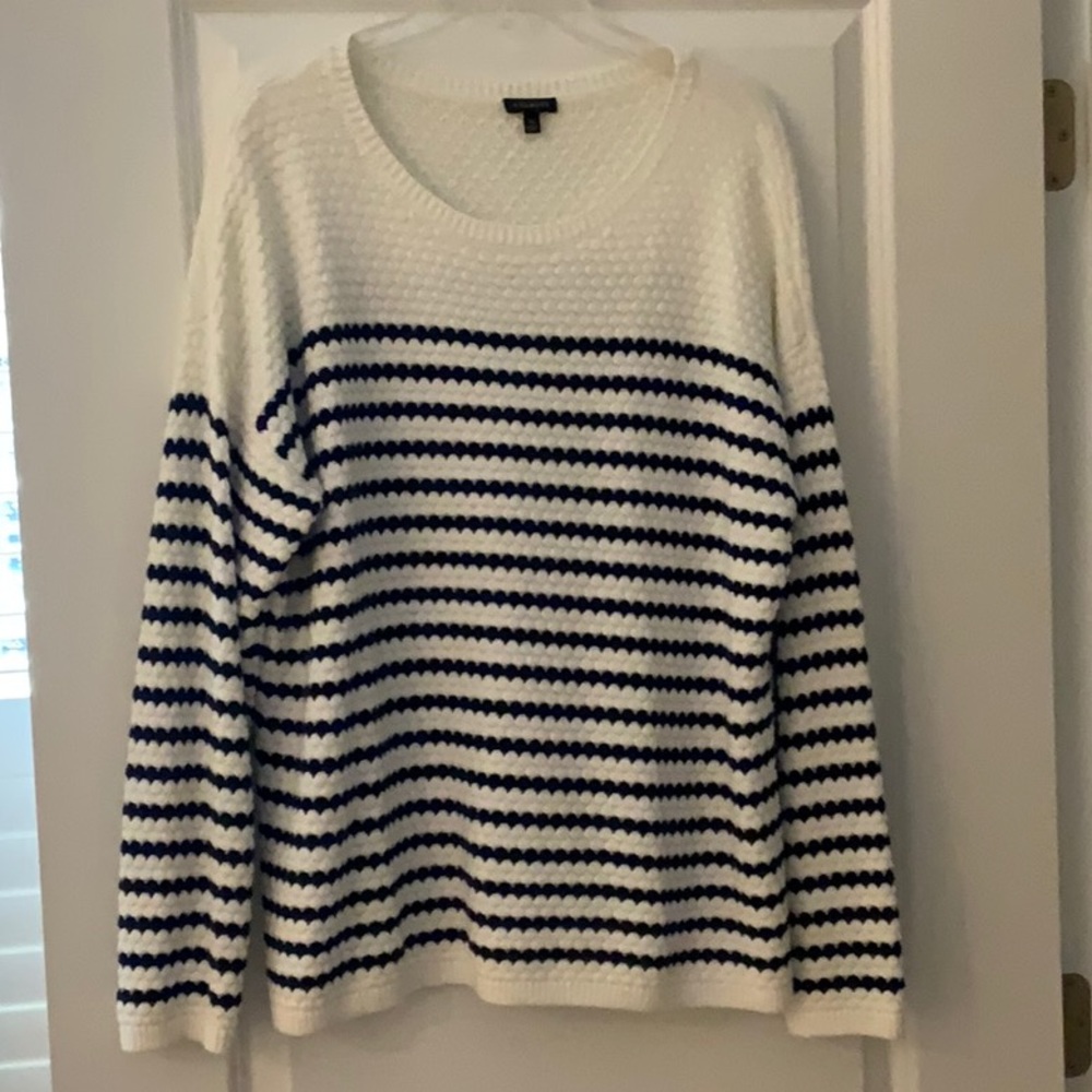 Talbots Ladies Navy/White Striped Sweater